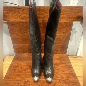 Bronx Black Leather Knee-High Boots